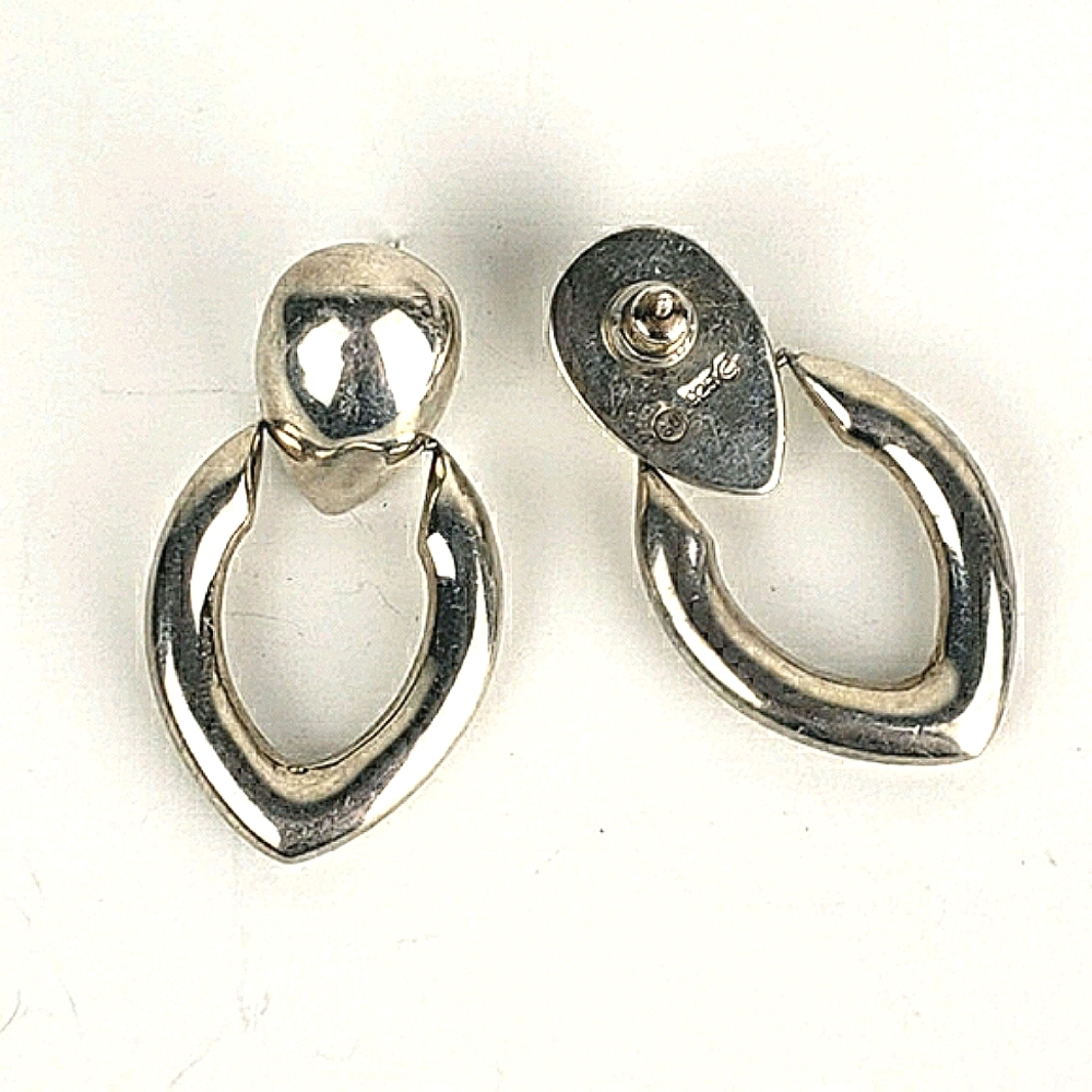 925 Silver Dangle Door Knocker Chunky Earrings